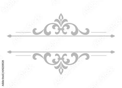 Vintage grey element. Graphic vector design. Damask graphic ornament