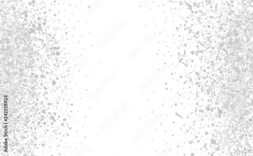 Confetti on white background. Luxury texture. Festive backdrop with glitters. Pattern for work. Print for polygraphy, posters, banners and textiles. Doodle for design and business