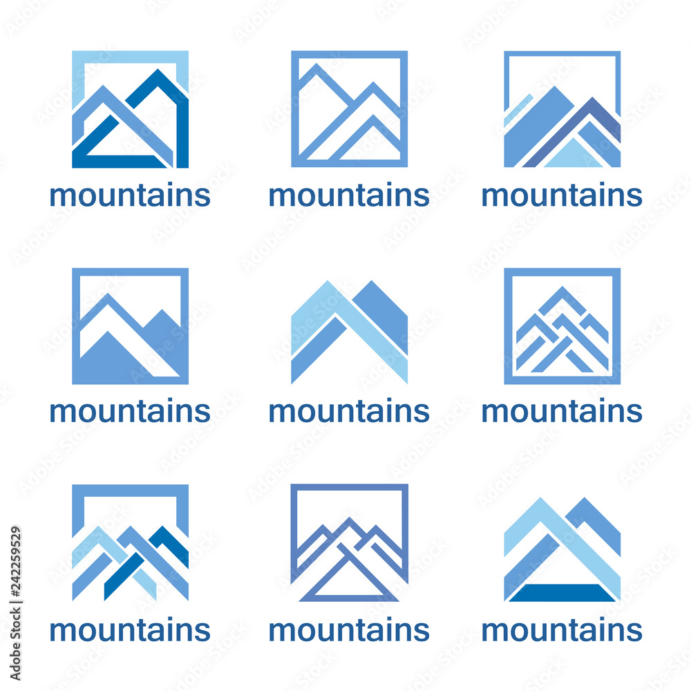 Vector logo design template. Abstract mountains icon set. Vector logo design template. Abstract mountains icon set.