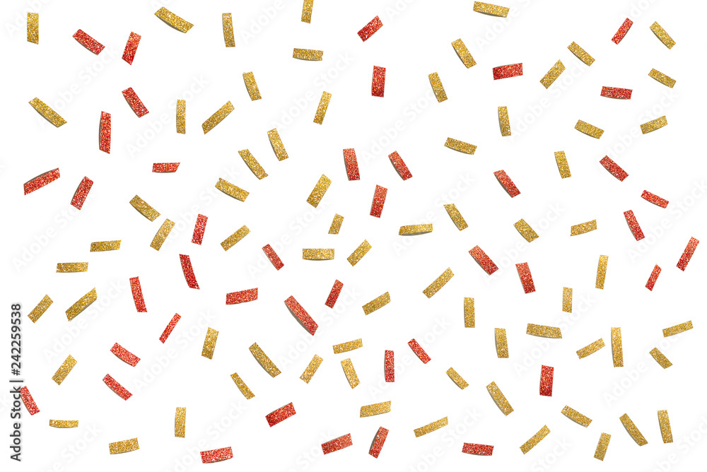 Gold and red glitter confetti paper cut background - isolated Gold and red glitter confetti paper cut background - isolated
