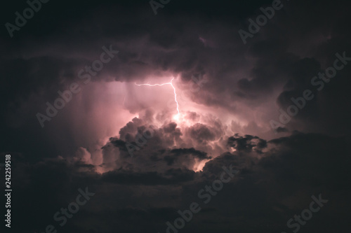 Lightning storm in summer day