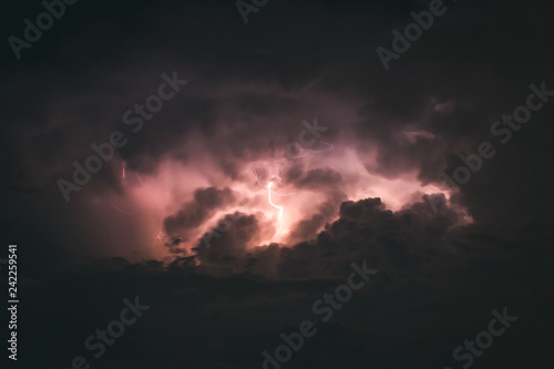 Lightning storm in summer day