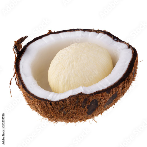 Half of coconuts isolated on a white background
