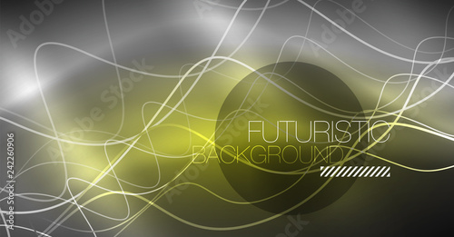 Neon lines wave background. Abstract composition