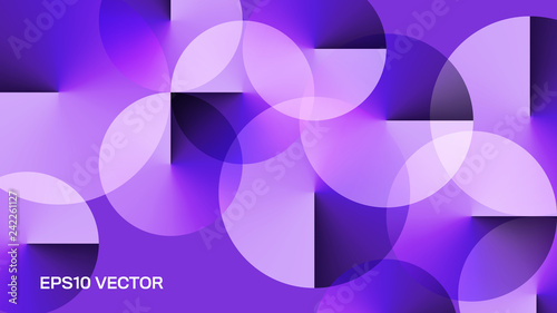 Geometric Bright Purple Background with Angle Gradient Circles. Aspect Ratio 16:9. EPS 10 Vector.