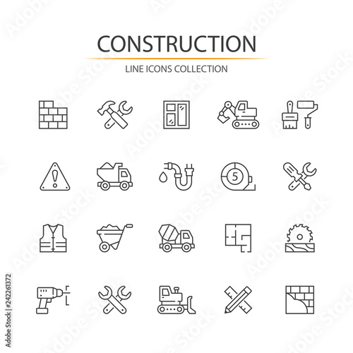 Construction line icons.