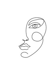 Fototapete Eine Linie Abstraktes Gesicht Icon minimalistische Kunst  © ColorValley