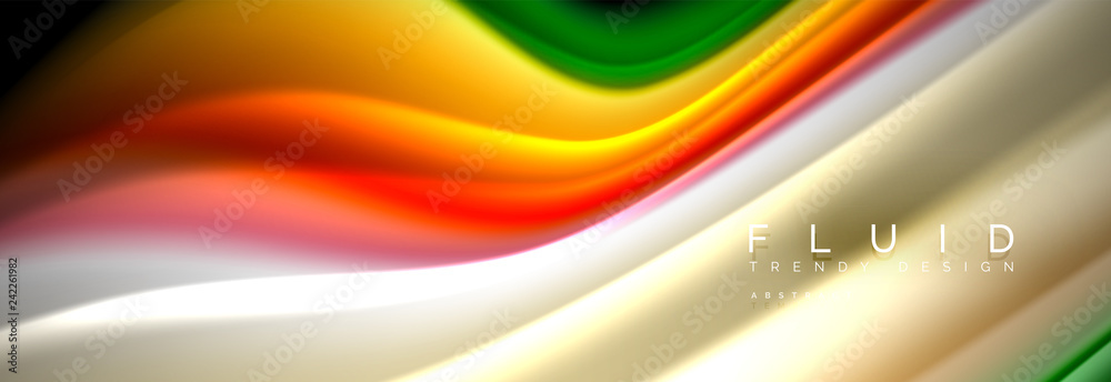 Abstract liquid colorful banner. Trendy wavy dynamic design. Fluid color shapes. Abstract liquid colorful banner. Trendy wavy dynamic design. Fluid color shapes.