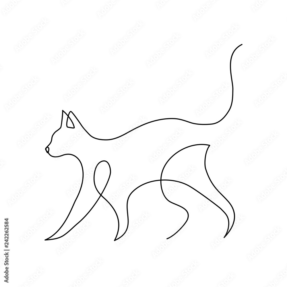Minimalist cats line art Stock Illustration