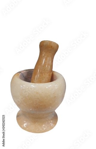 Obraz na płótnie Mortar and pestle made from marble isolated on white background w salonie