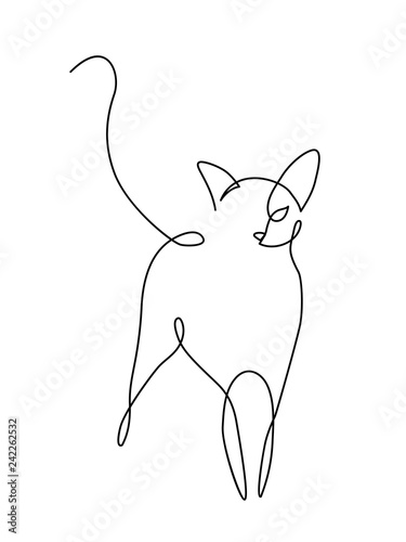 Fototapeta Minimalistyczna grafika liniowa kotów