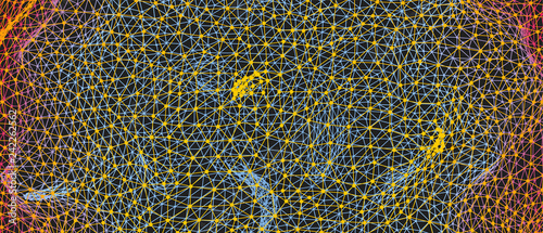 Abstract science or technology background. Graphic design. Network illustration. 3D grid surface.