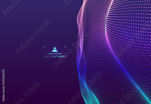 Abstract science or technology background. Graphic design. Network illustration with particle. 3D grid surface.