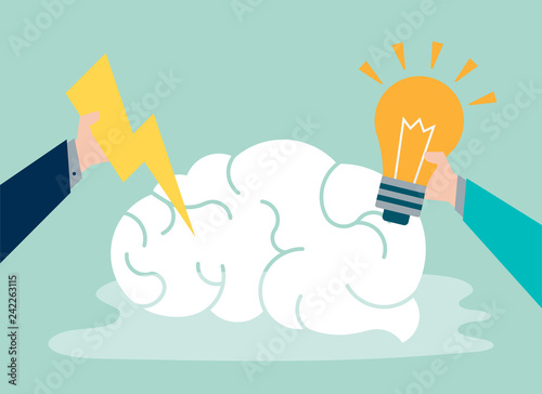 Creative idea and thinking brain icon