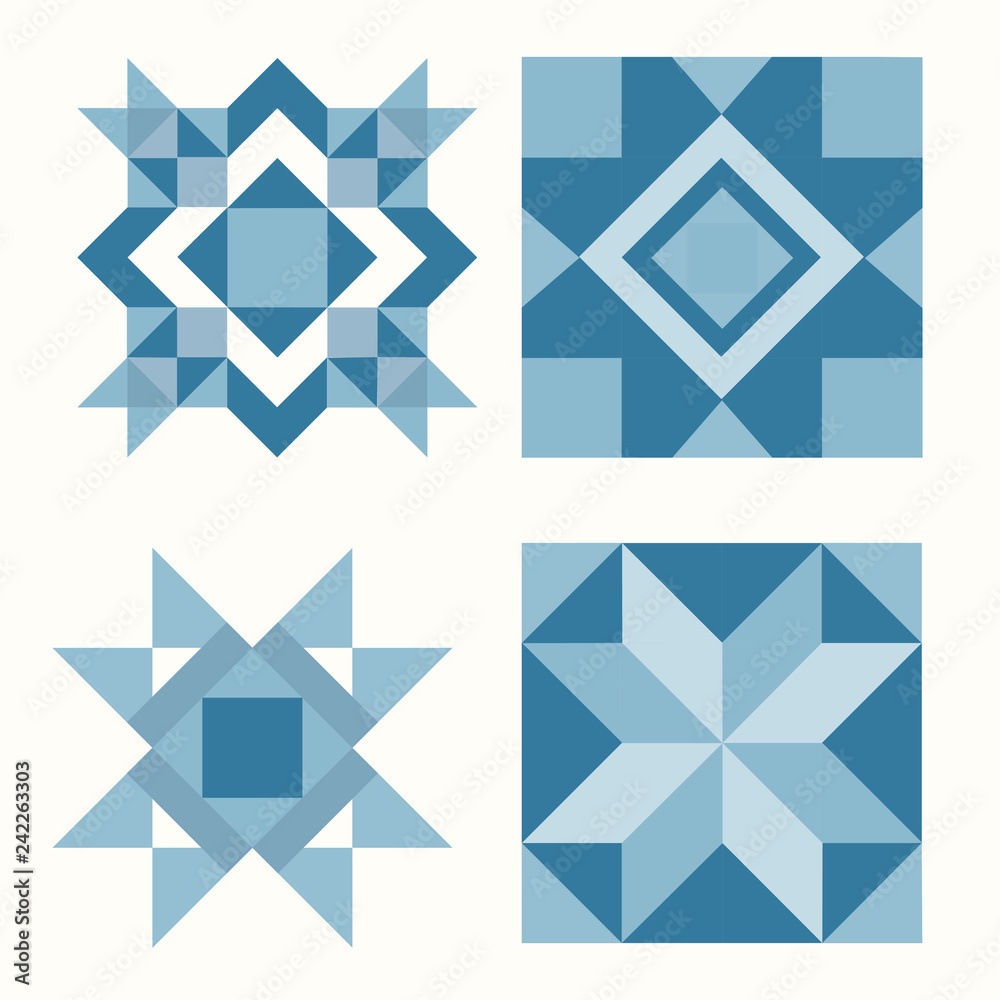 Blue Christmas tiles geometrical design vector Blue Christmas tiles geometrical design vector
