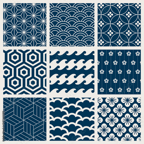 Japanese-inspired pattern vector set