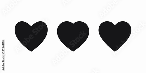 Black heart icon, love icon isolated set