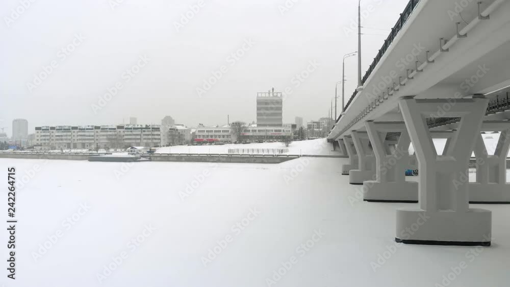 aerial view of new bridge in winter aerial view of new bridge in winter