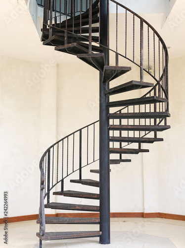 Metal iron circle stair.