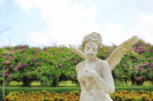 A beautiful angel statue in the garden.