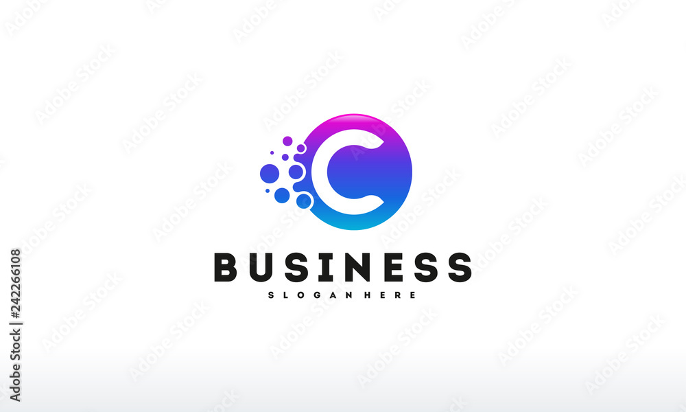 Pixel Letter C logo designs, Circle Pixel C Initial logo
