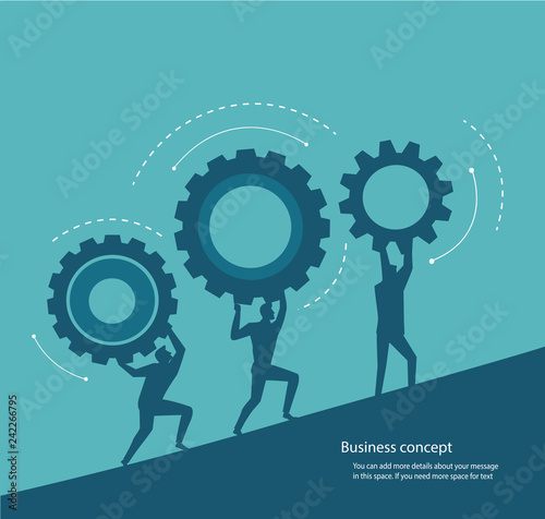 group of people holding gears and space for write. concept of innovation vector illustration eps10