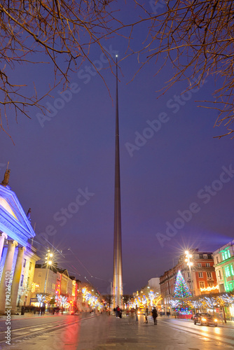 Photography The spire monument in Dublin at Christmas