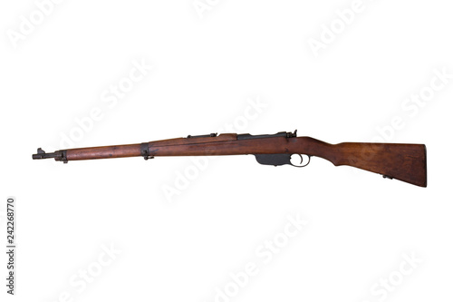 Steyr M1895 Rifle Also Known as Steyr-Mannlicher M95 Straight Pull Rifle Isolated On White Background photo