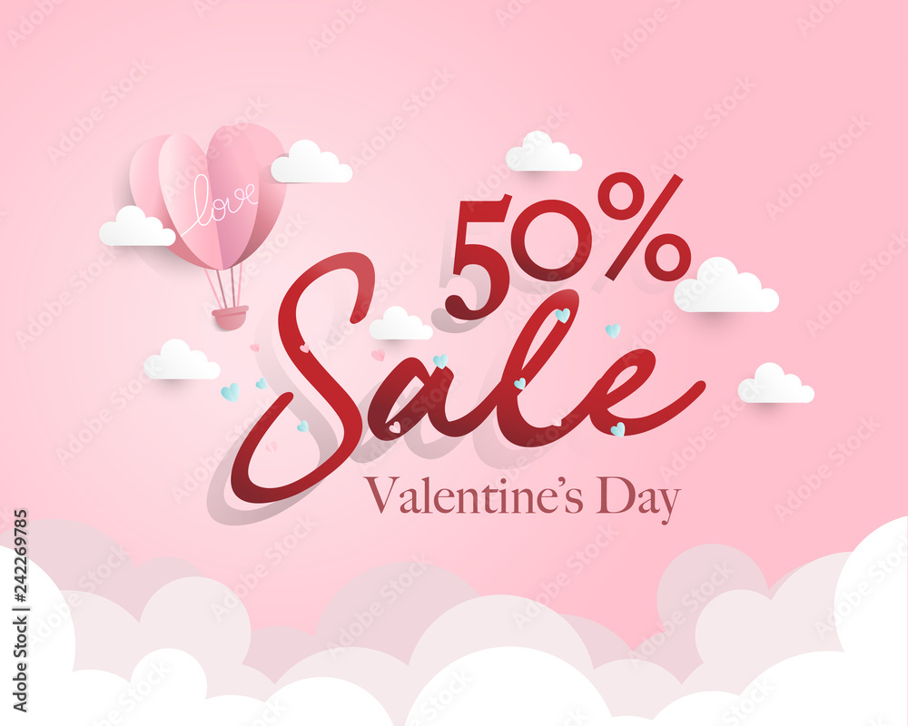 Valentine's day sale, discount, background. vector