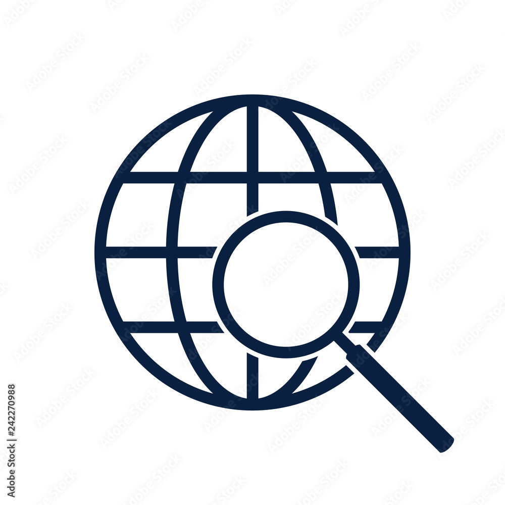 Magnifying glass symbol global - search world wide web Magnifying glass symbol global - search world wide web