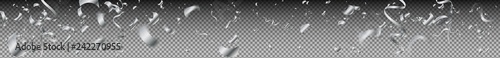 weites Panorama wild fallendes Konfetti transparent silber