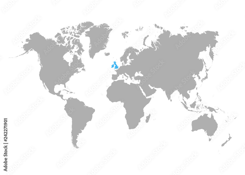 The map of United Kingdom is highlighted in blue on the world map