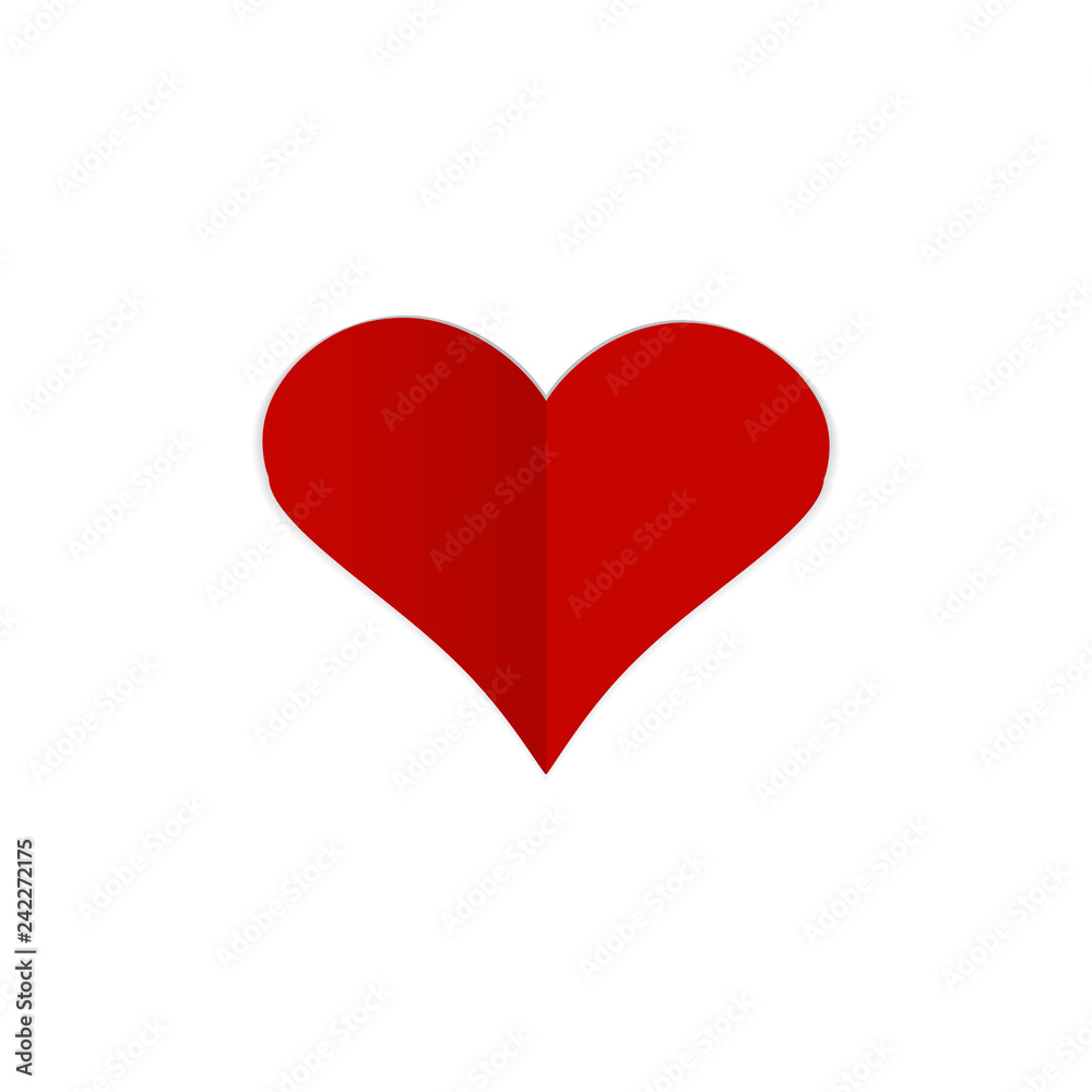 Red heart sign with shadow Red heart sign with shadow