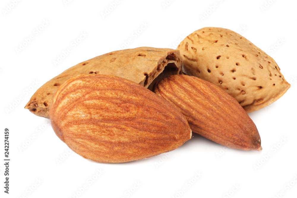 almond isolated on a white background. macro almond isolated on a white background. macro