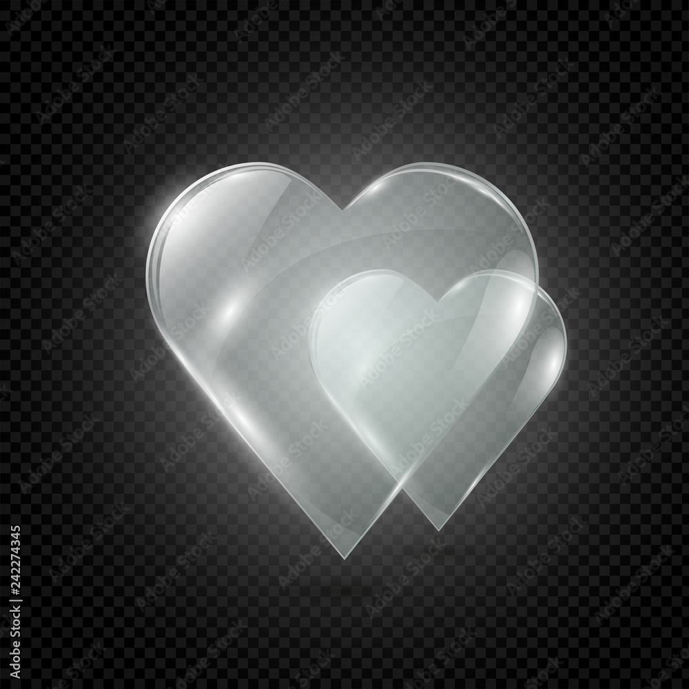 Glass heart on a transparent background, illustration. Glass heart on a transparent background, illustration.