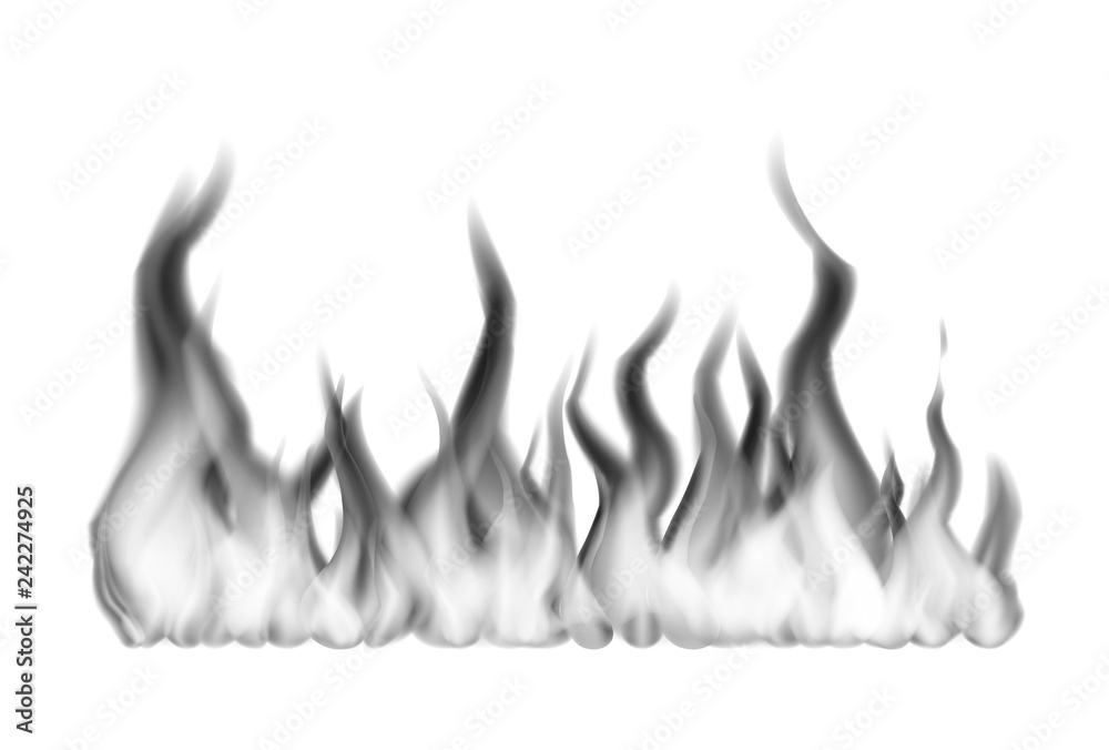 Wide black fire flames on white Wide black fire flames on white