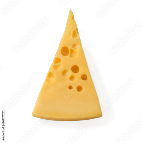 Piece  cheese isolated on a white background 