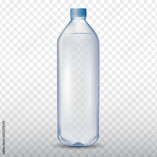 Mineral drinking water bottle on transparent background, vector illustration 3d