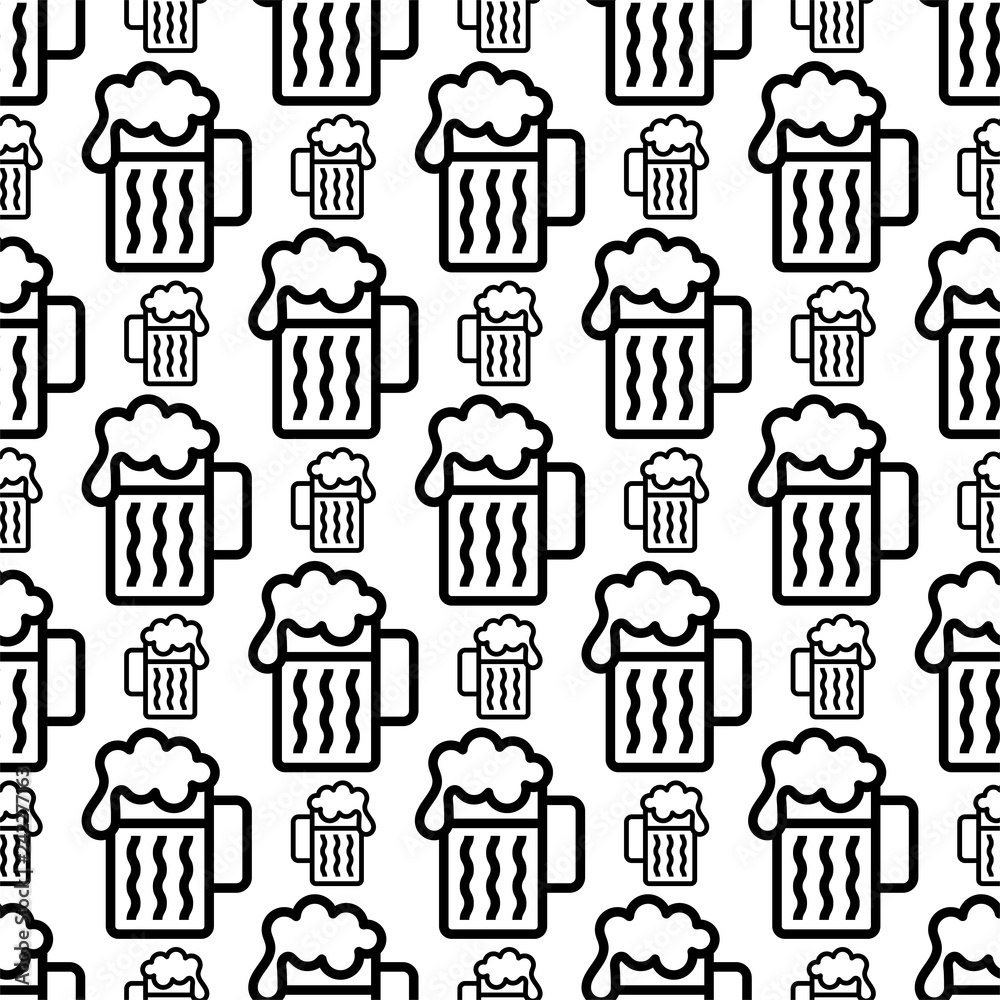 Beer Mug Icon Seamless Pattern