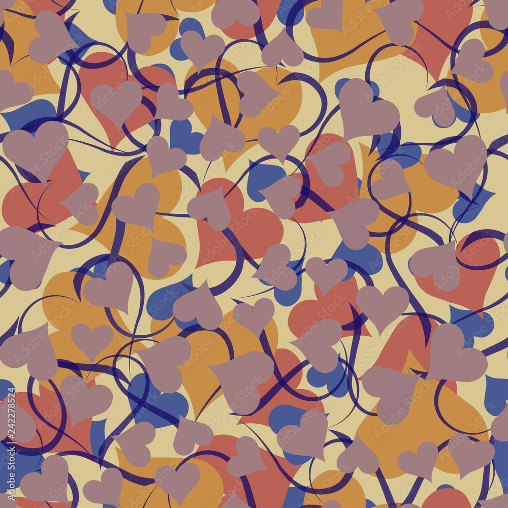 Seamless background with hearts. Modern, fashionable pattern.