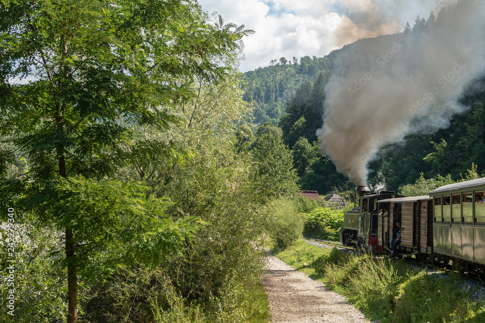 July 4, 2018 - Mocanita Steam Train in Vaser Valley, Bucovina, Romania July 4, 2018 - Mocanita Steam Train in Vaser Valley, Bucovina, Romania