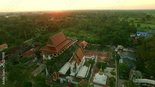 aerial view of temple in koh kred pathumthani outskirt bangkok thailand capital photo