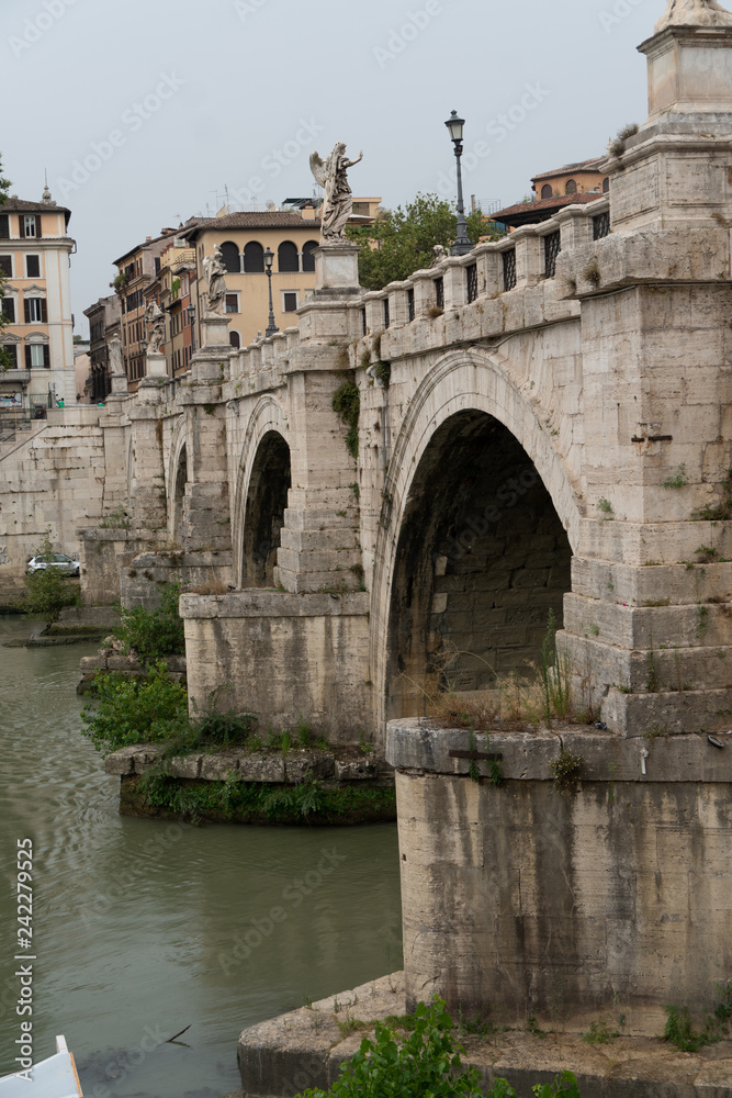 Ponte Sant'Angelo, once the Aelian Bridge or Pons Aelius (meaning the Bridge of Hadrian), bridge in Rome, Italy, spanning the river Tiber with five arches