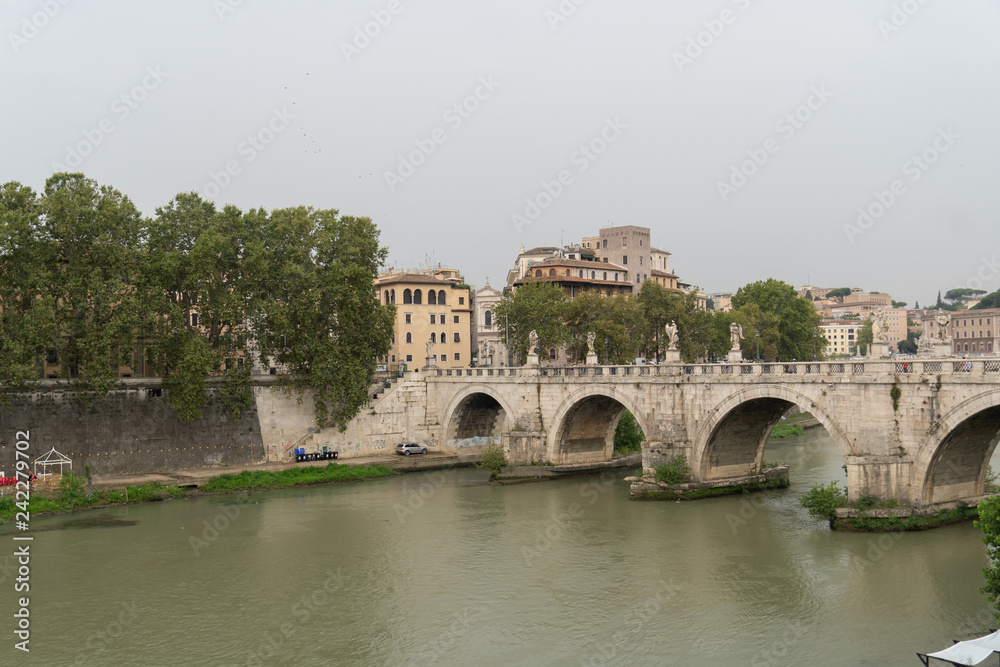 Ponte Sant'Angelo, once the Aelian Bridge or Pons Aelius (meaning the Bridge of Hadrian), bridge in Rome, Italy, spanning the river Tiber with five arches