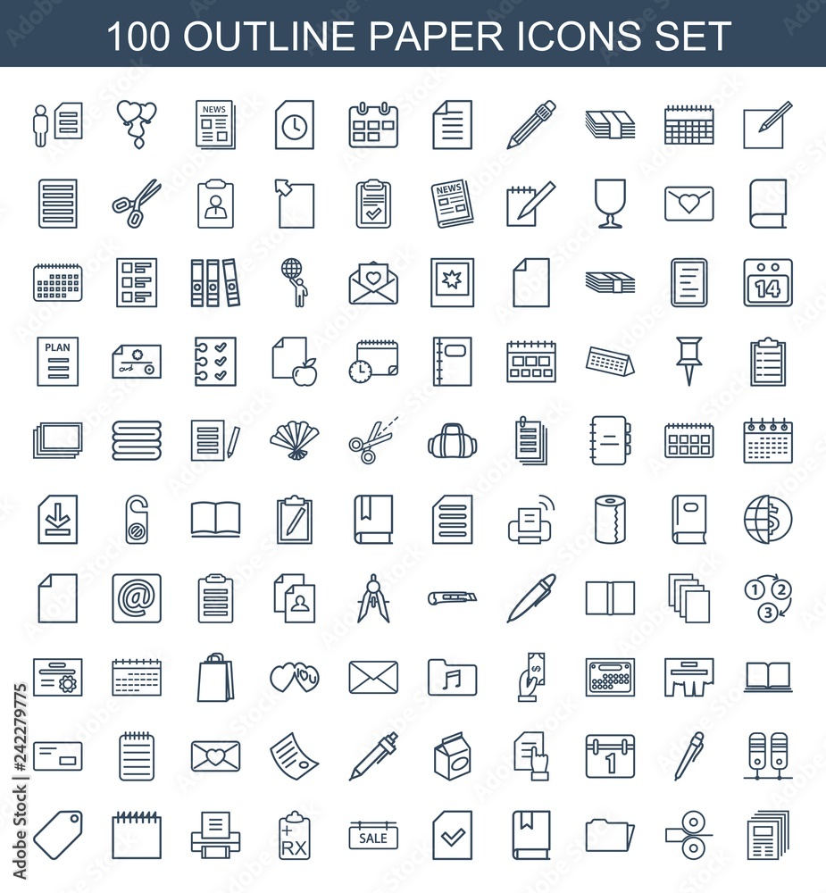 100 paper icons