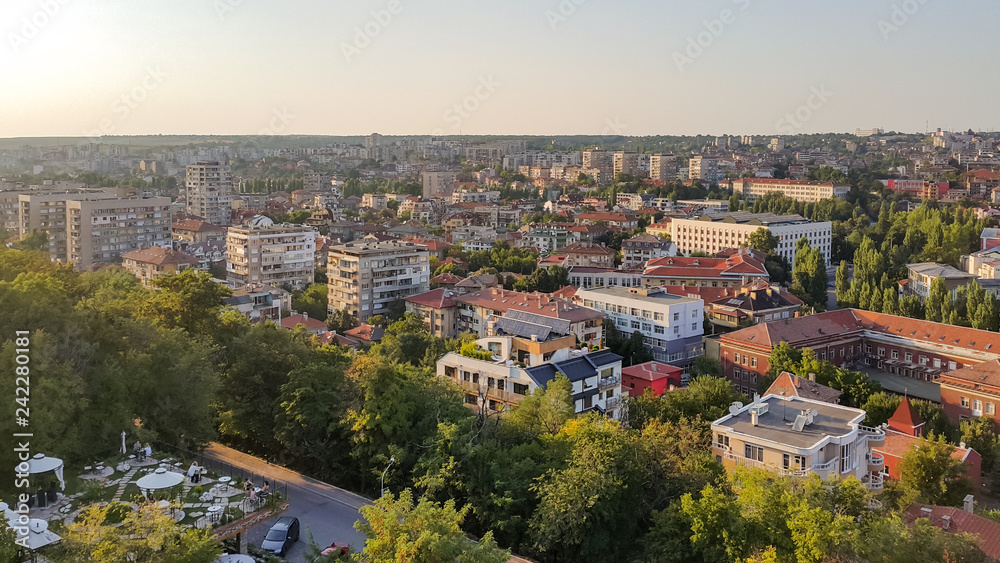 Amazing panoramic view of City of Haskovo - from Monument of Virgin Mary , Bulgaria