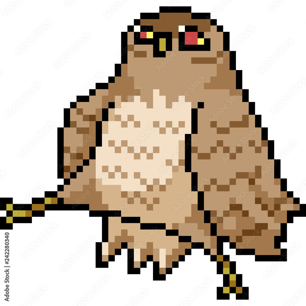 Fototapeta premium vector pixel art owl