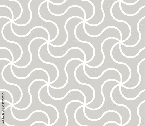 Abstract simple geometric vector seamless pattern with white wavy lines texture on grey background. Light gray modern wallpaper, bright tile backdrop, monochrome waves graphic element