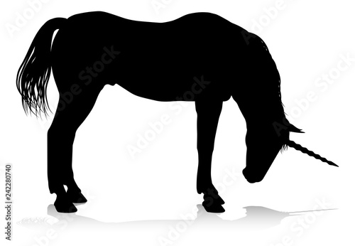 A unicorn silhouette mythical horned horse graphic