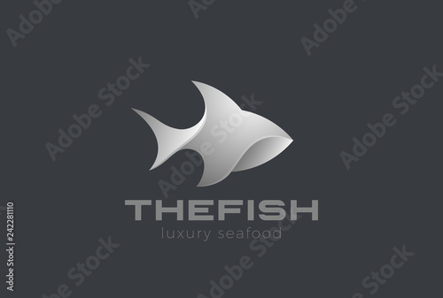 Fish Logo 3D design vector Seafood Restaurant store Jewelry icon